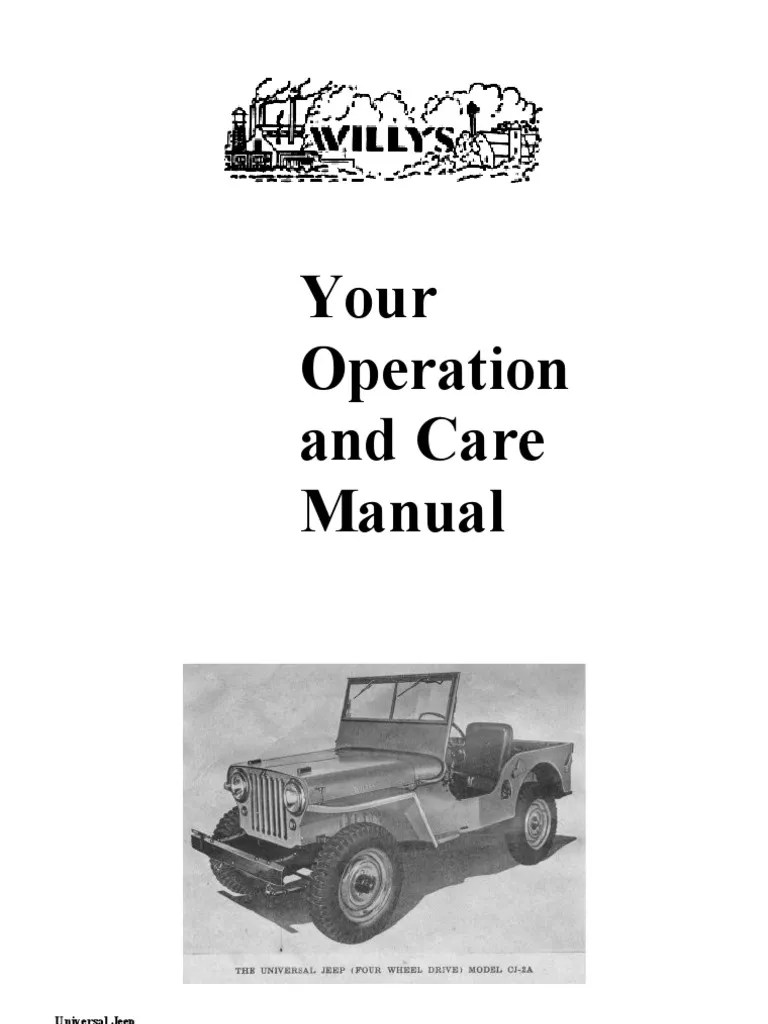 Jeep Willys 1948 Owners Manual PDF Free Workshop Manuals