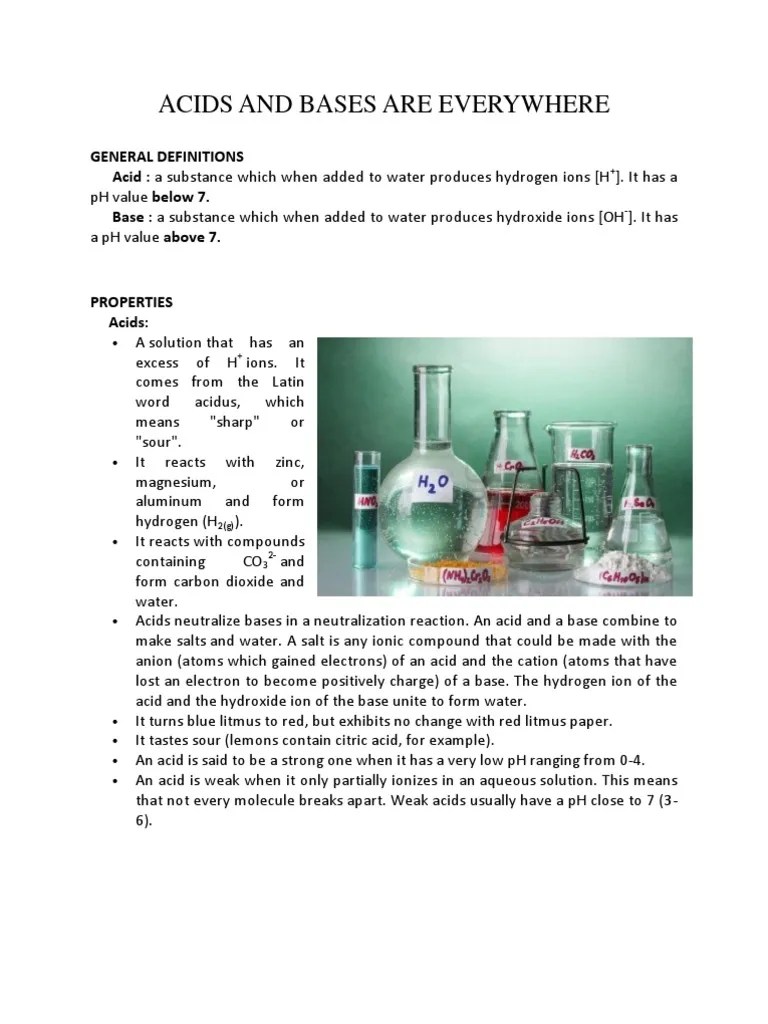 acids and bases are everywhere Acid Hydroxide