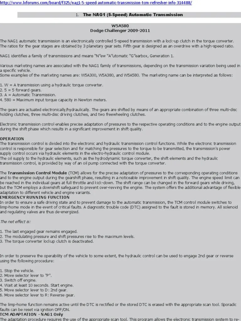 The NAG1 (5-Speed) Automatic Transmission | Automatic Transmission