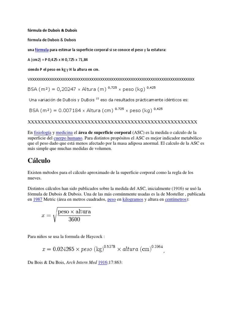 fórmula de Dubois