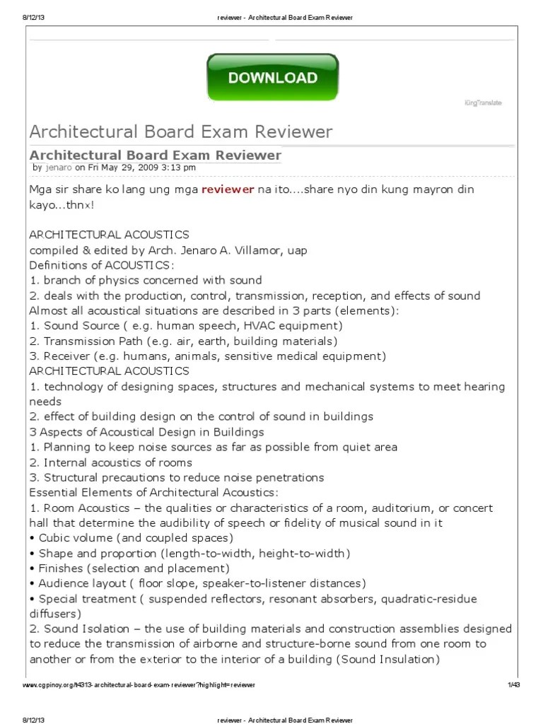 Reviewer Architectural Board Exam Reviewer PDF