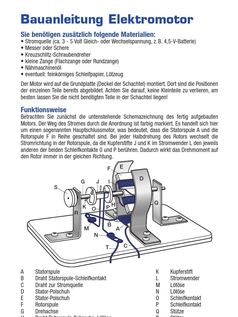 Elektromotorbauanleitung Motor eléctrico Maquinas