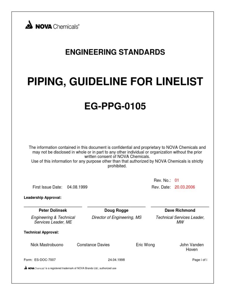 Piping Guideline For Line List PDF Pipe (Fluid Conveyance