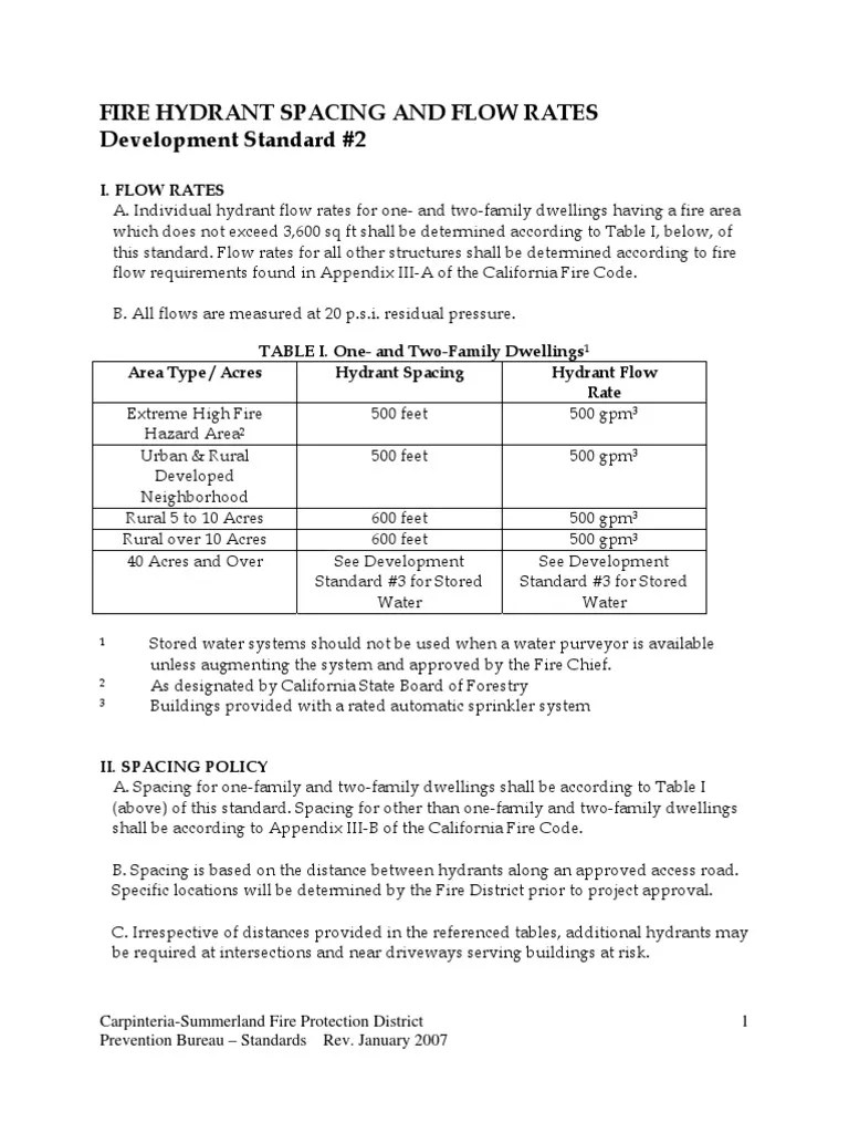 Fire Hydrant Spacing and Flow Rates | Fire Safety | Road Transport