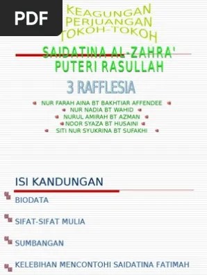 Form3/Agama) Saidatina Fatimah Az-Zahra | PDF