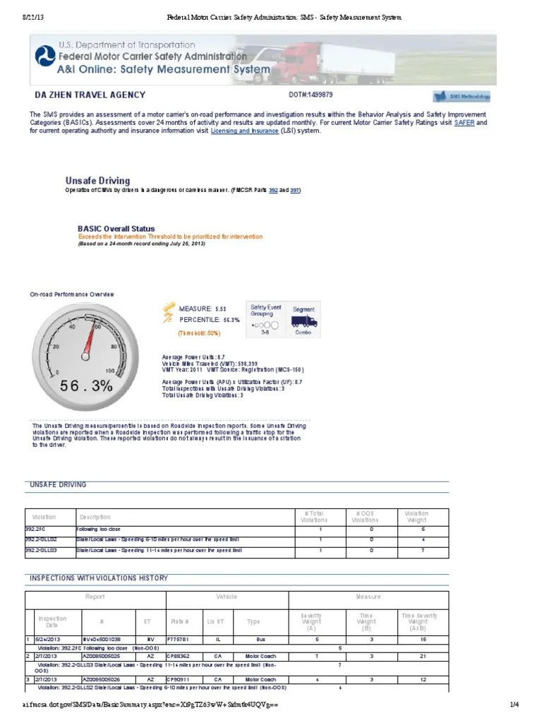 Federal Motor Carrier Safety Administration_ SMS Safety Measurement