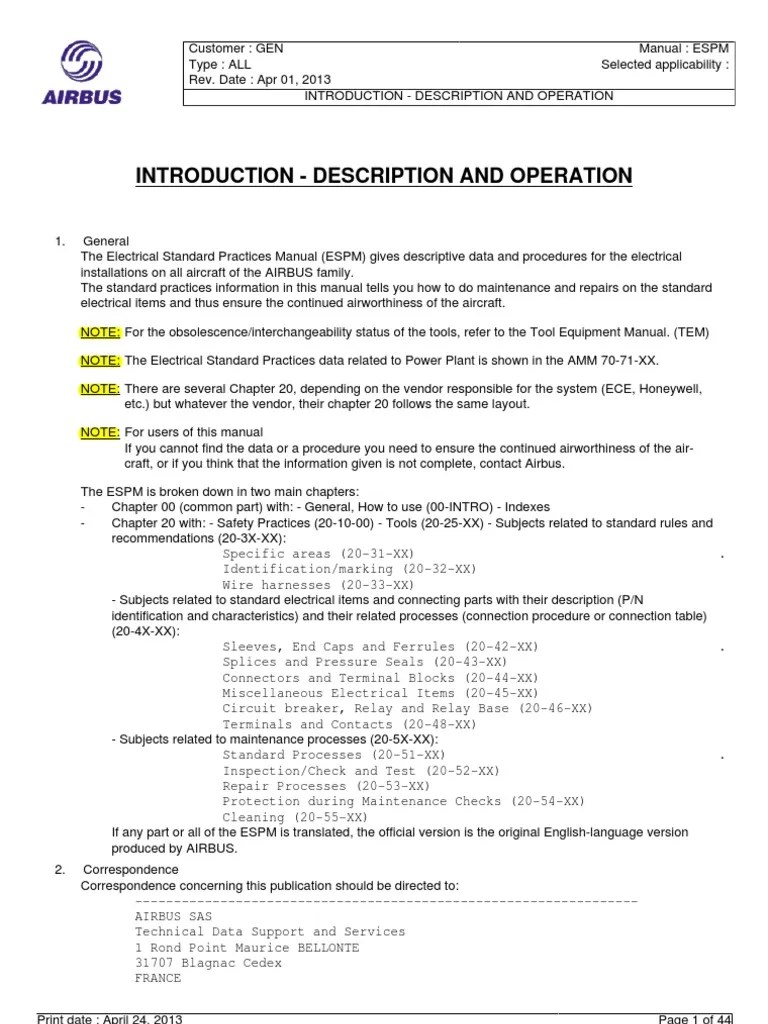Introduction to the Electrical Standard Practices Manual Providing