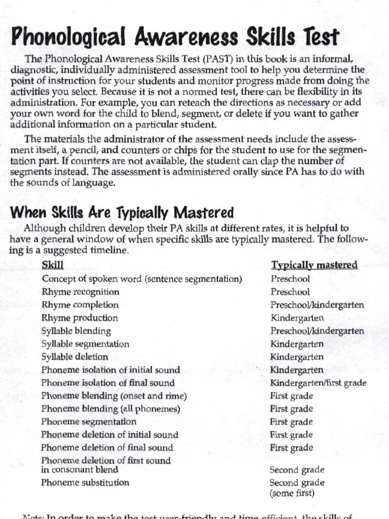 Phonological Awareness Skills Test