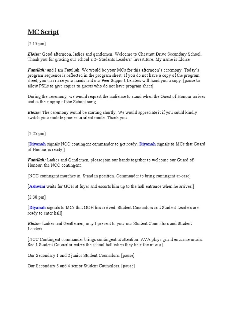 Emcee Script Sample Staff Sergeant
