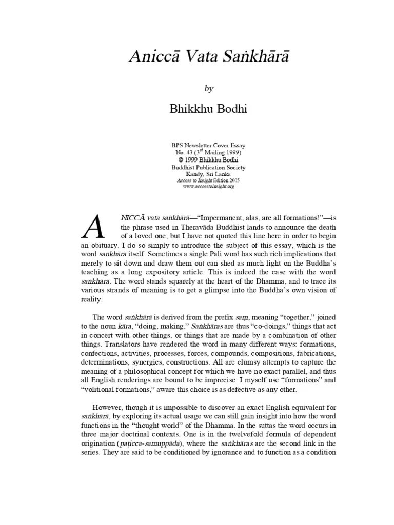 Anicca Vata Sankhara (Bhikkhu Bodhi; 2005) Indian Religions