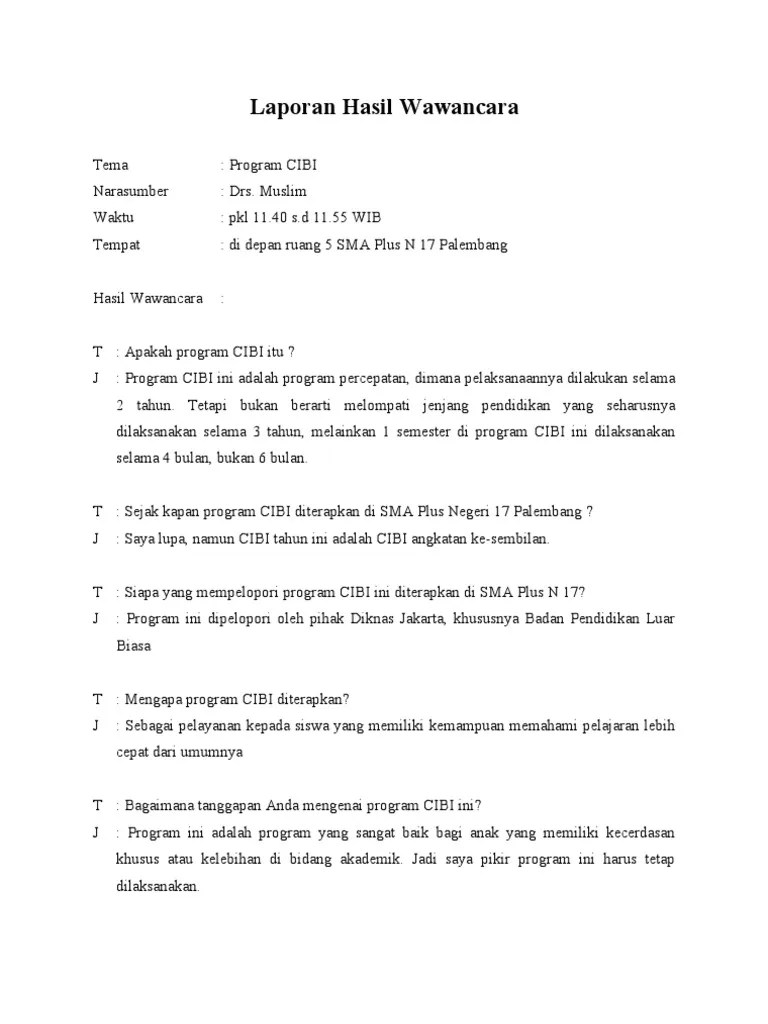 Contoh Format Laporan Hasil Wawancara Nusagates