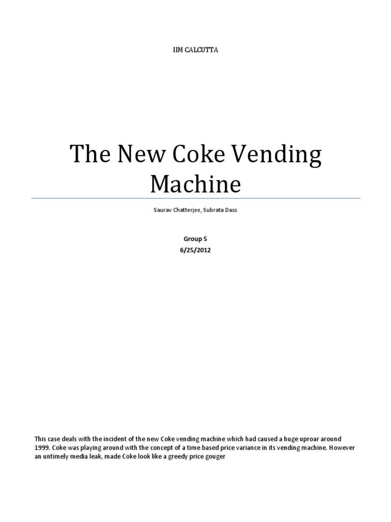 Coke Vending Machine Price Differentiation PDF Pricing Price