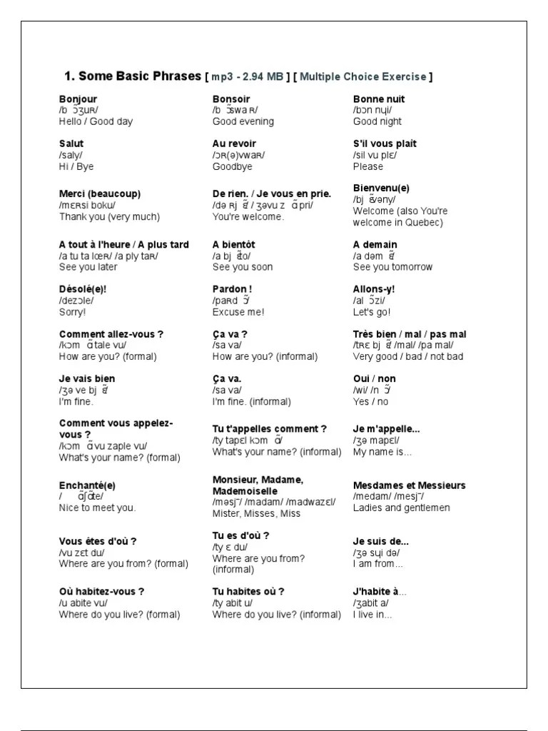 French Notes With Mp 3 Genre grammatical Unités sémantiques