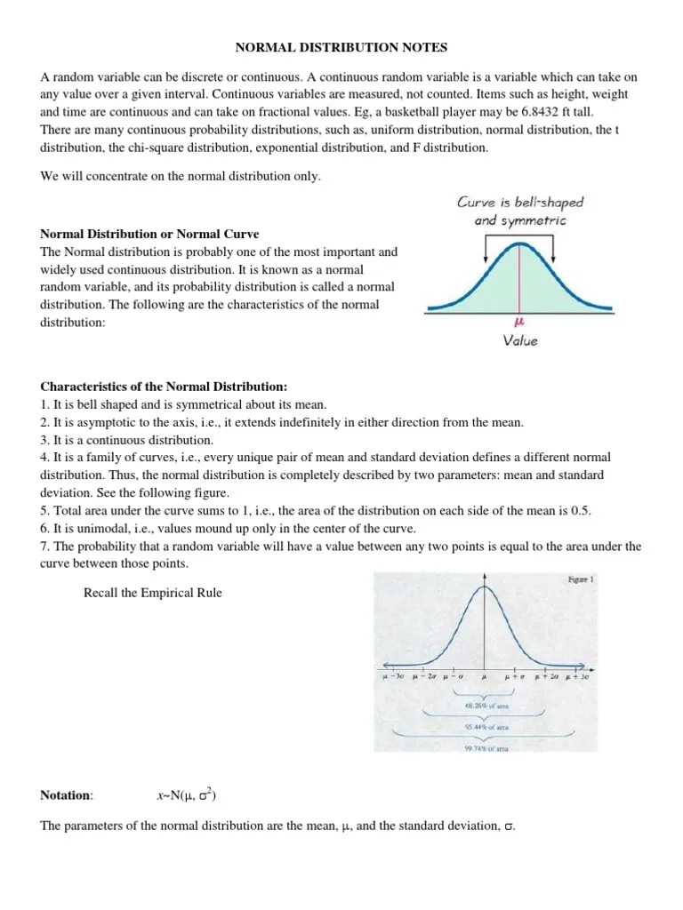 Normal Distribution Notes and Workbook Normal Distribution
