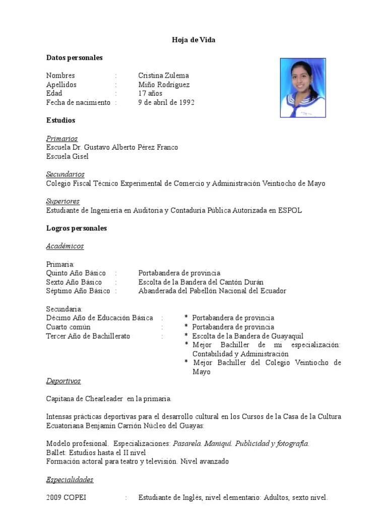 Hoja de Vida