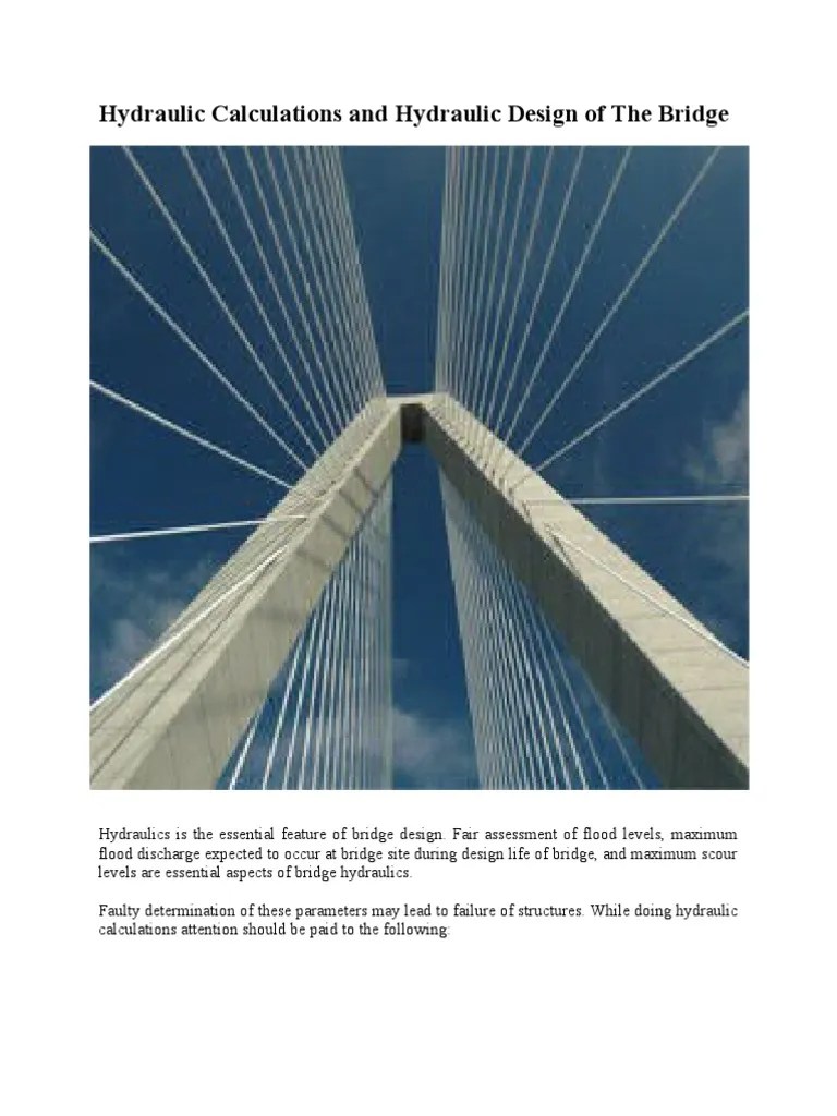 Hydraulic Calculations and Hydraulic Design of The Bridge PDF Flood Tide