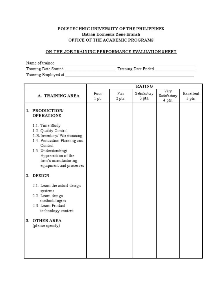 Ojt Form Fill and Sign Printable Template Online