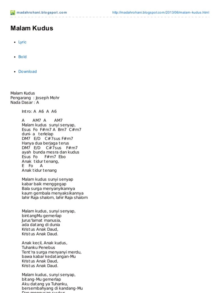 Malam Kudus Sunyi Senyap Lirik Jurnal Siswa