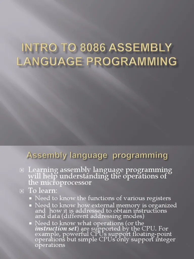 8086 Assembly Language Programming I PDF Assembly Language