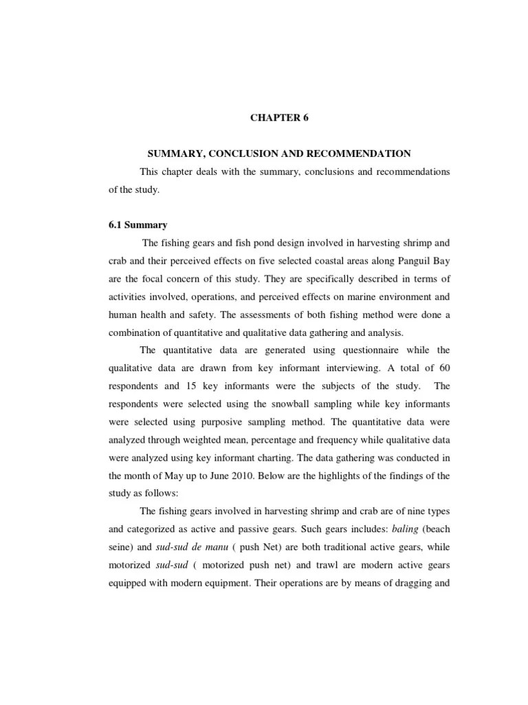 Summary of Findings, Conclusion and PDF Sea