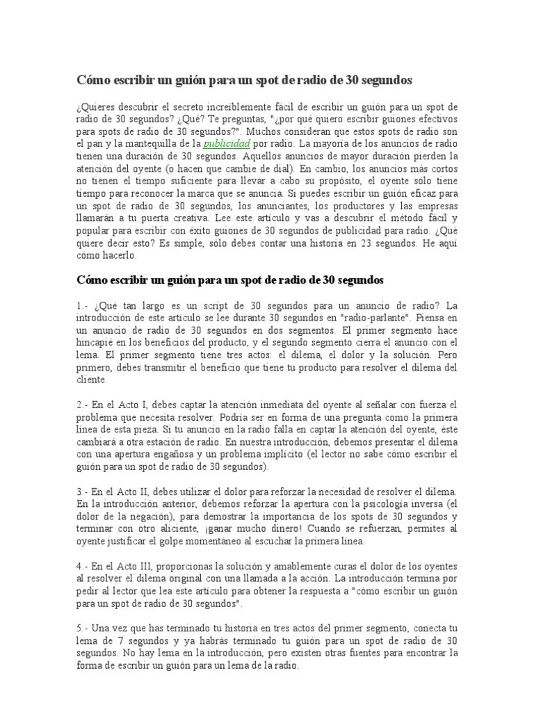 Cómo escribir un guión para un spot de radio de 30