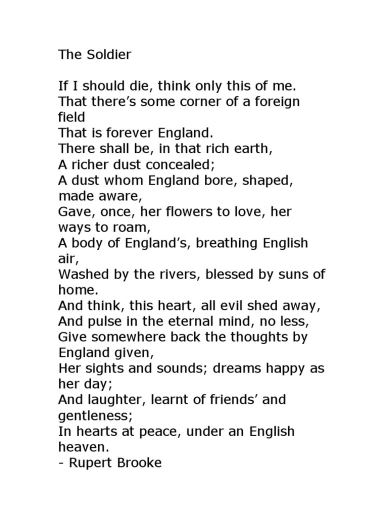 The Soldier Poem Analysis Religious Belief And Doctrine