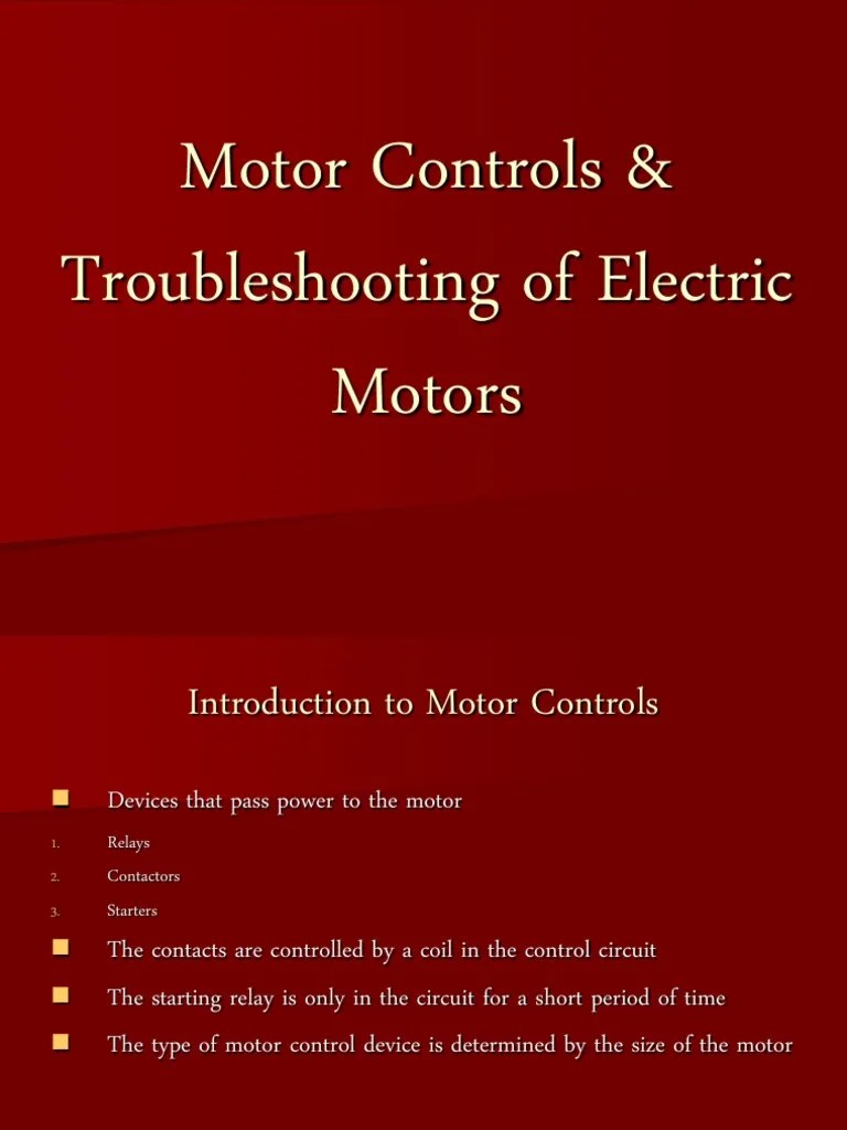 Motor Controls Troubleshooting of Electric Motors