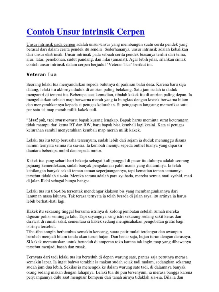 Contoh Cerpen Dengan Unsur Intrinsik Dan Ekstrinsik - Bagikan Contoh