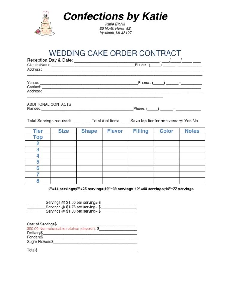 Wedding Cake Contract Confectionery Cakes