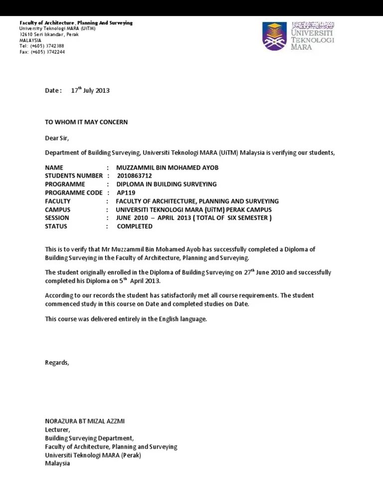 Students Completion Letter
