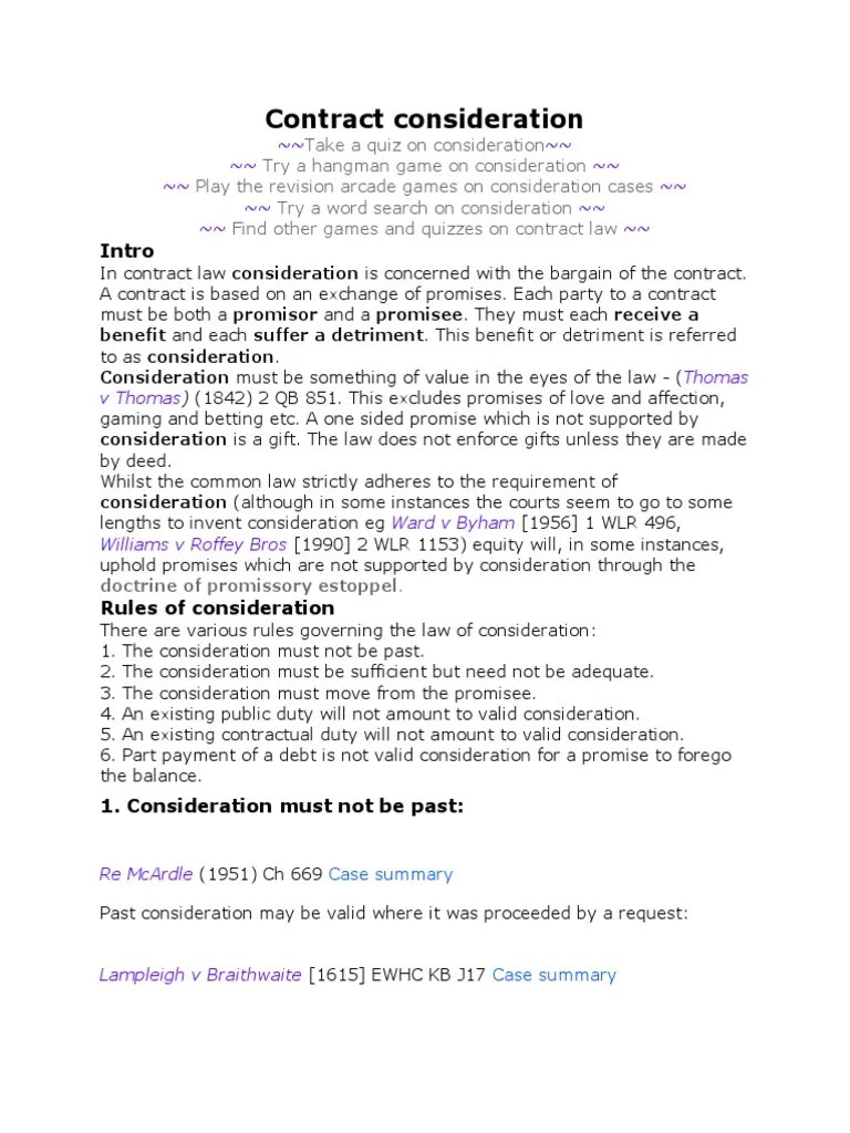 Contract Consideration Consideration Legal Concepts