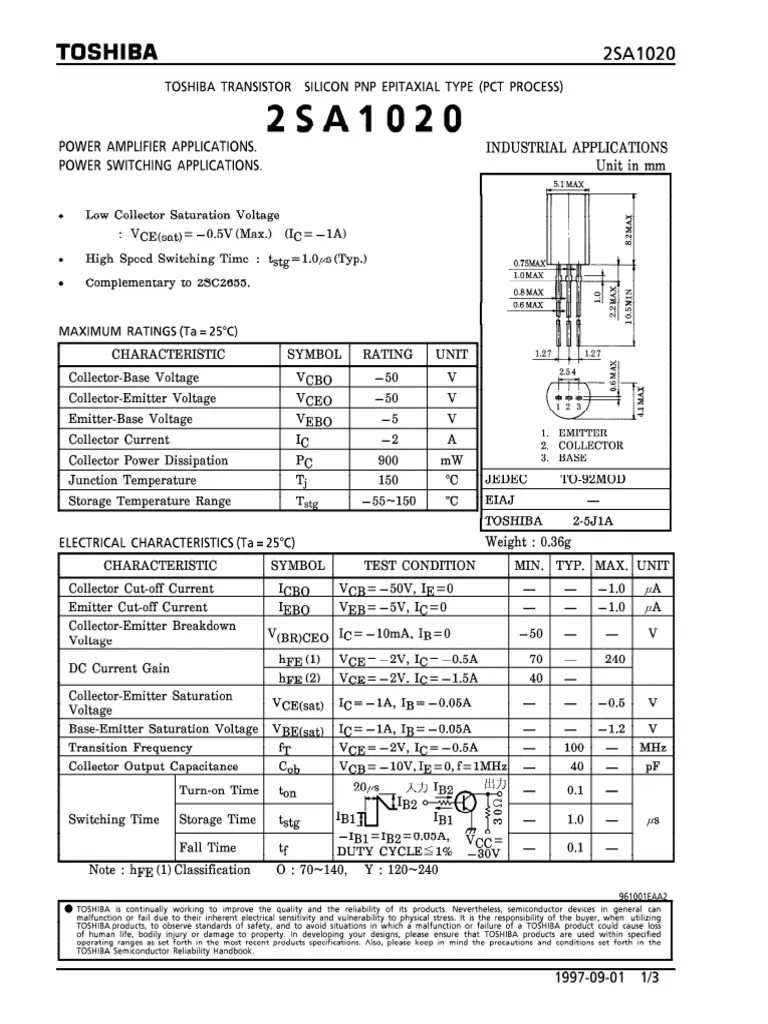 Pnp Transistor a1020
