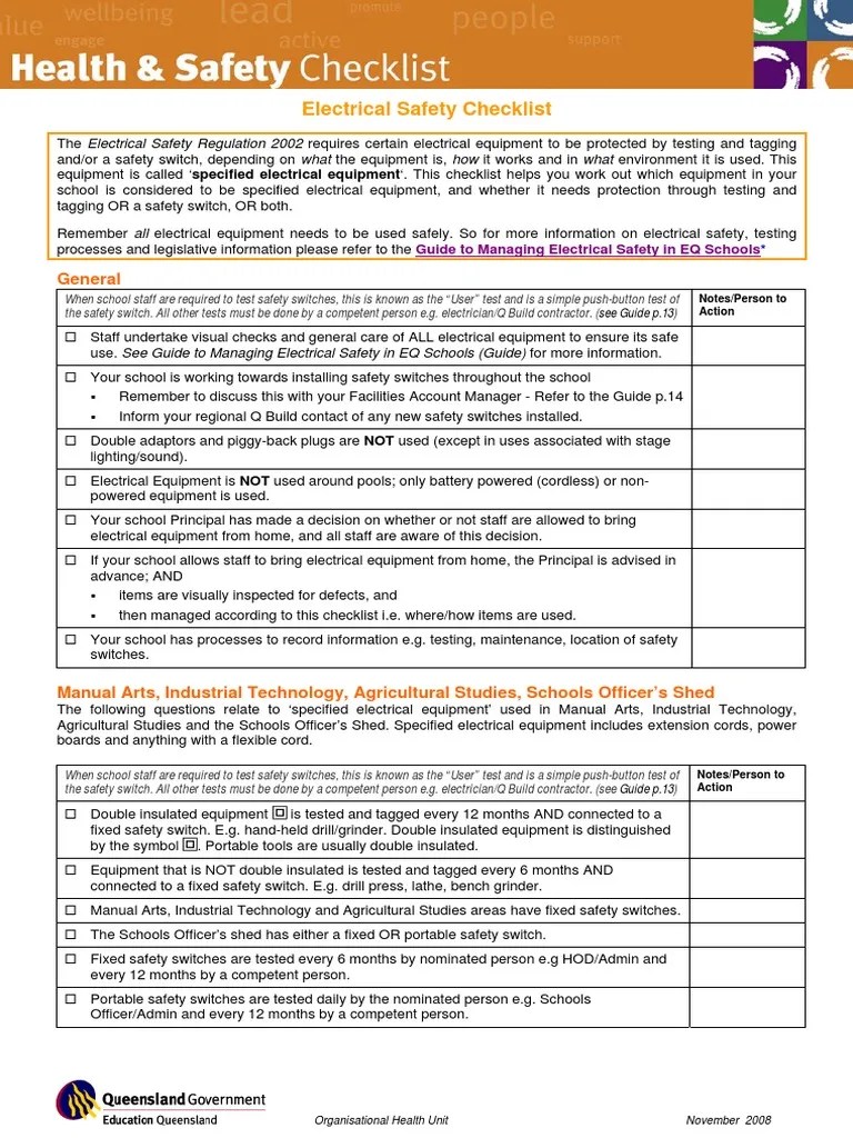 Electrical Safety Checklist Switch Electrician