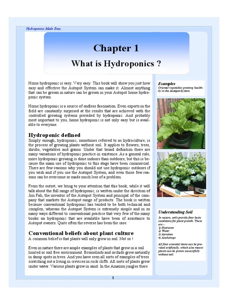 Hydroponics Made Easy Chapter 1 Pdfa PDF Hydroponics Soil