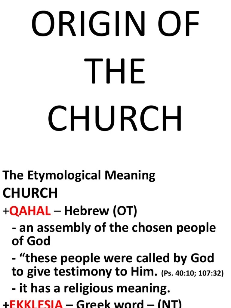 Origin of the Church Christian Church Eucharist