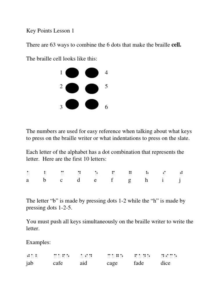 Basic Braille Course Multiplication Orthography