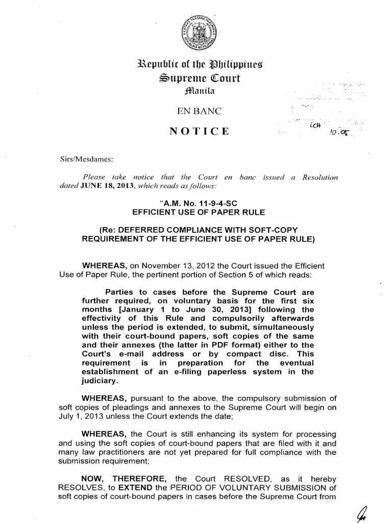 A.M. no. 1194SC (Deferred Compliance with SoftCopy Requirement of