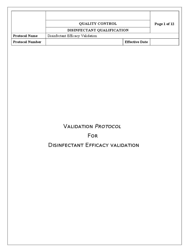 Disinfectant Efficacy Validation PDF Disinfectant Verification