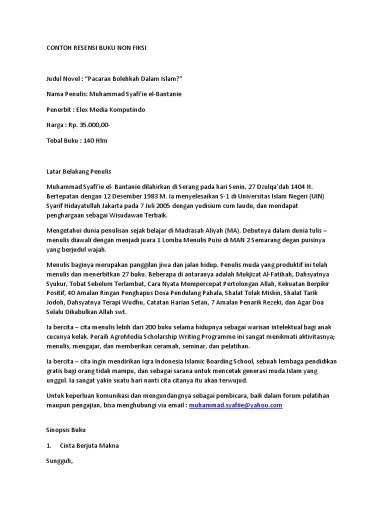 Contoh Resensi Buku Non Fiksirfrferfer | PDF