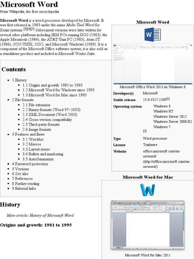 Microsoft Word Wikipedia, The Free Encyclopedia PDF Microsoft Word File Format