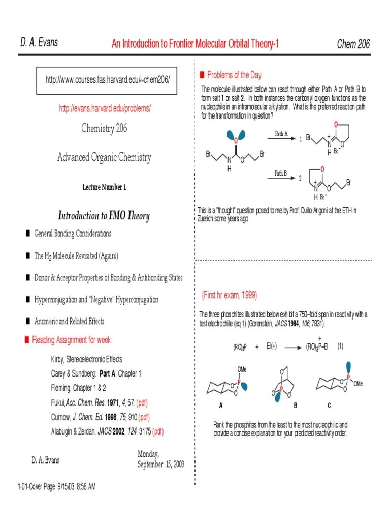 Chemistry Harvard's Advanced Organic Chemistry 2003