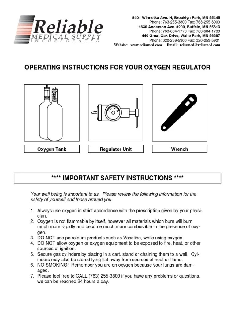 Reliable Operating Instructions For Your Oxygen Regulator PDF