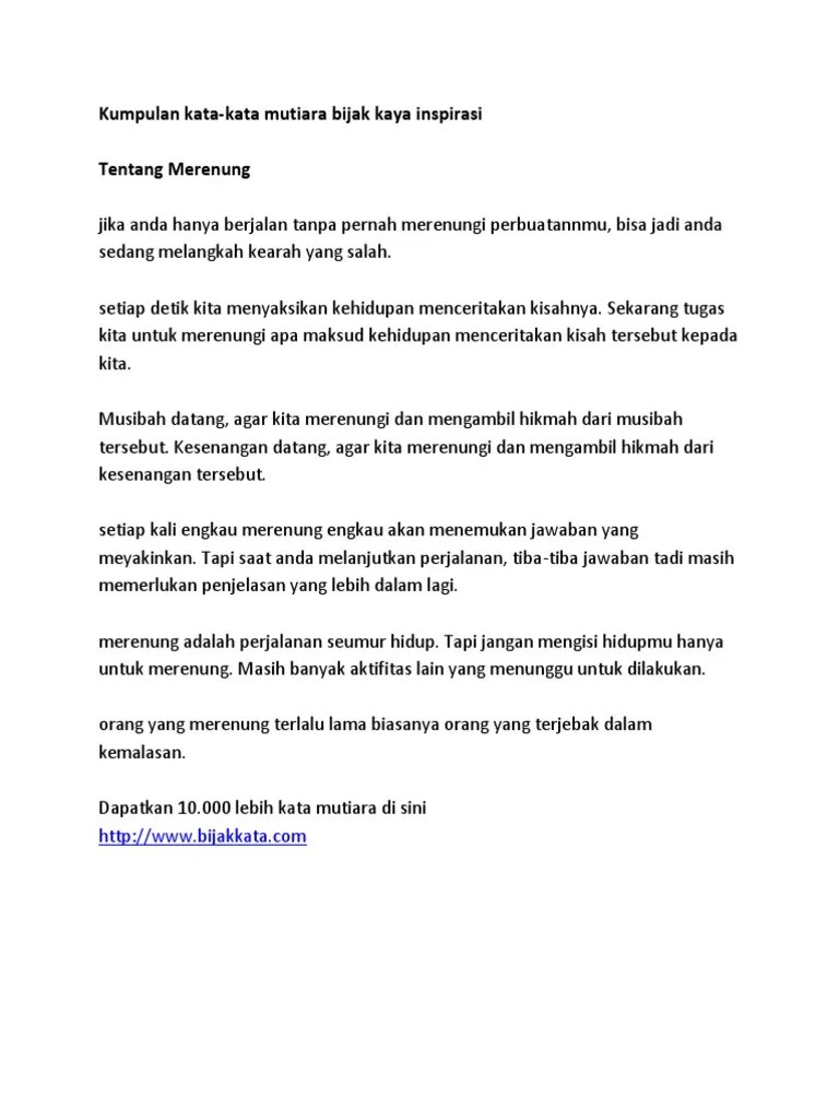 Kumpulan Kata-Kata Mutiara Bijak Kaya Inspirasi PDF | PDF
