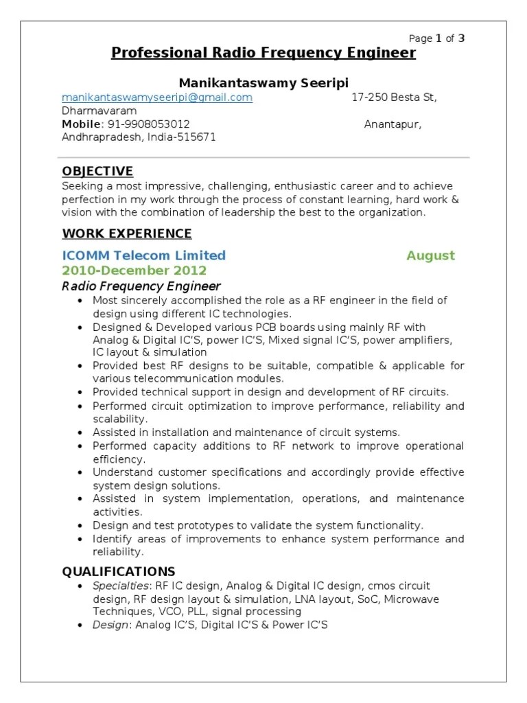 Professional Radio Frequency Engineer PDF Radio
