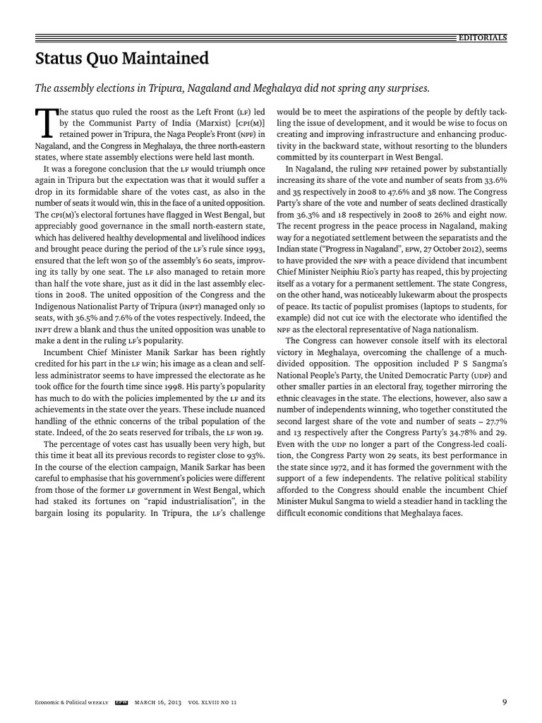 Status Quo Maintained PDF Indian National Congress Elections