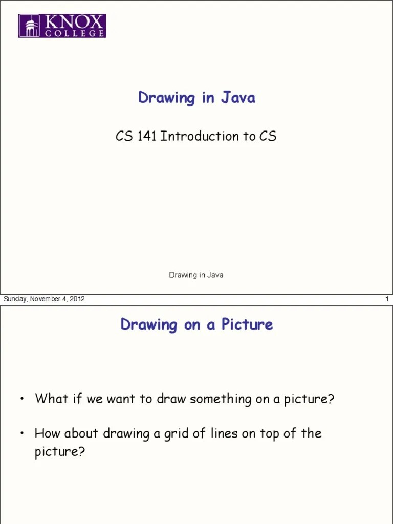 Drawing in Java CS 141 Introduction To CS PDF Java (Programming