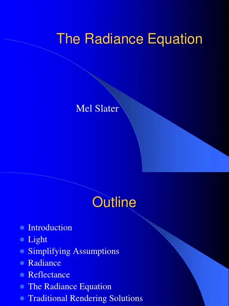 Radiance Equation Rendering Graphics) Light