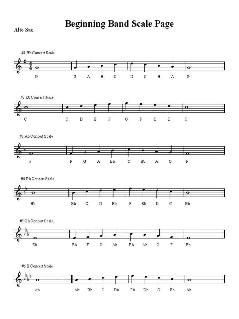 Beginner Scales Alto Sax 1 Aerophones Woodwind Instruments