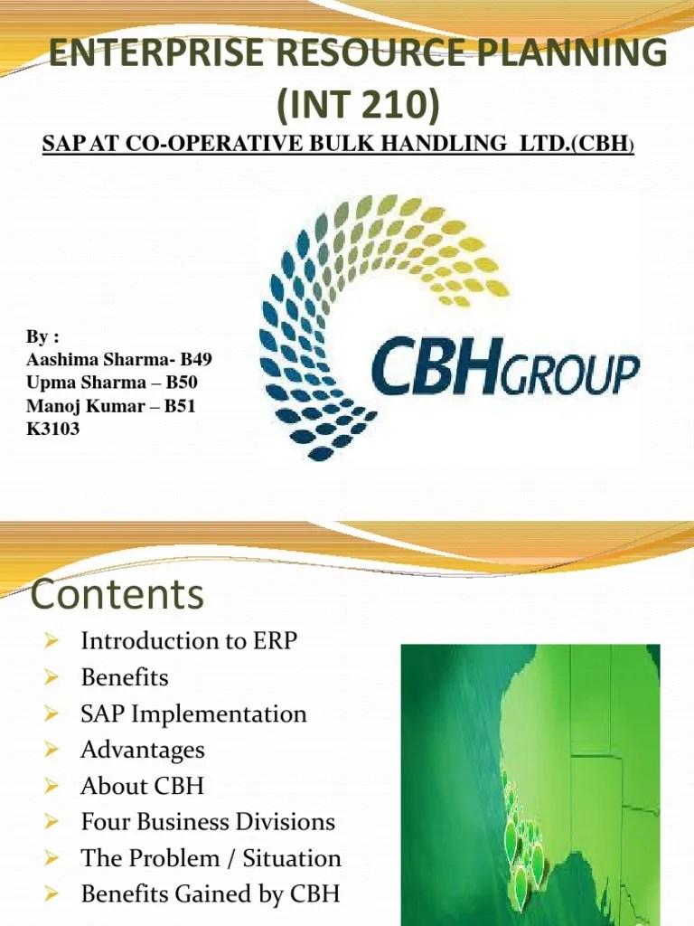 Erp Case study SAP AT COOPERATIVE BULK HANDLING LTD.(CBH) Enterprise