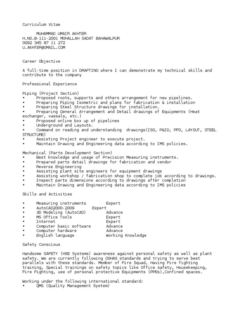 Piping and Mechanical Draftsman Technical Drawing Technology